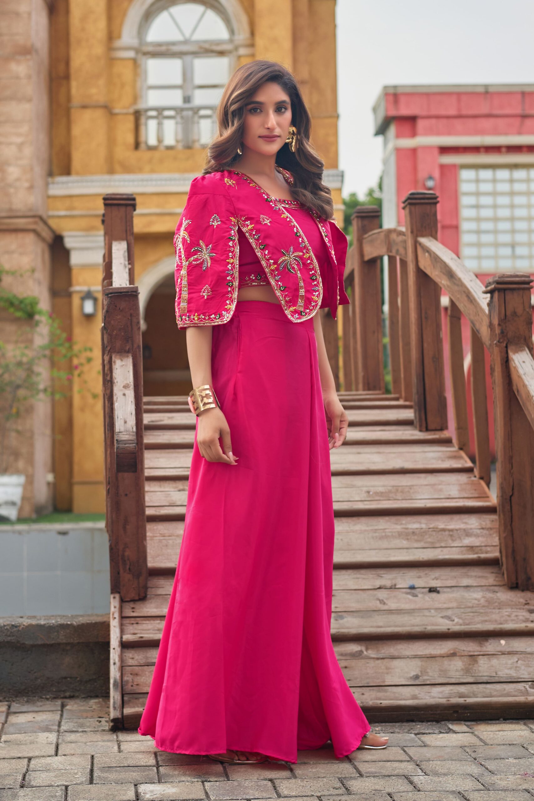 koti-plazo-blouse-rani-pink-3pc-marridge-function-part-festival-occasion-trending-design-outfit-4